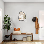 Irregular Wall Mirror Asymmetrical White Mirror Modern Wood Frame Unique Shape - Image 5