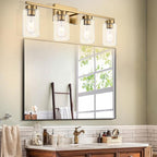 4 Light Bathroom Vanity Light Fixtures, Brushed Brass Modern Wall Lights - Image 6