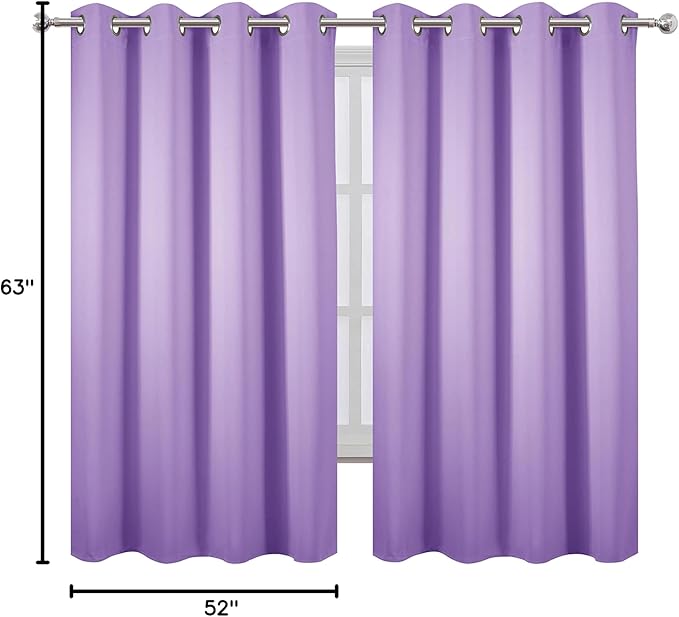 LEMOMO Lavender Blackout Curtains 52 x 63 Inch Length/Set of 2 Curtain - Image 8