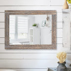 AAZZKANG Mirror with Wood Framed Rectangle Rustic Wall Mirrors Decor Large - Image 5