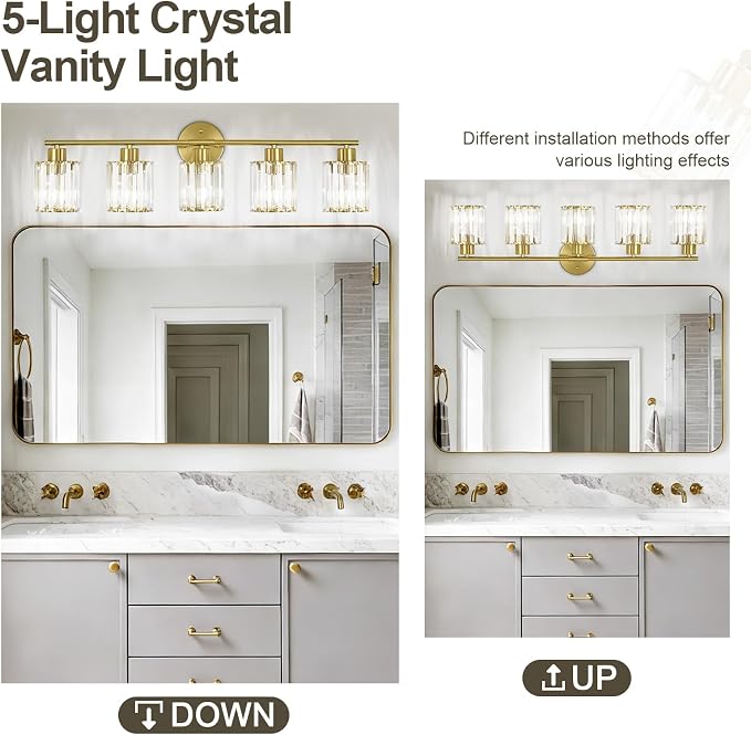 Crystal Bathroom Light Fixtures, Bathroom Lighting Fixtures Over Mirror - Image 5