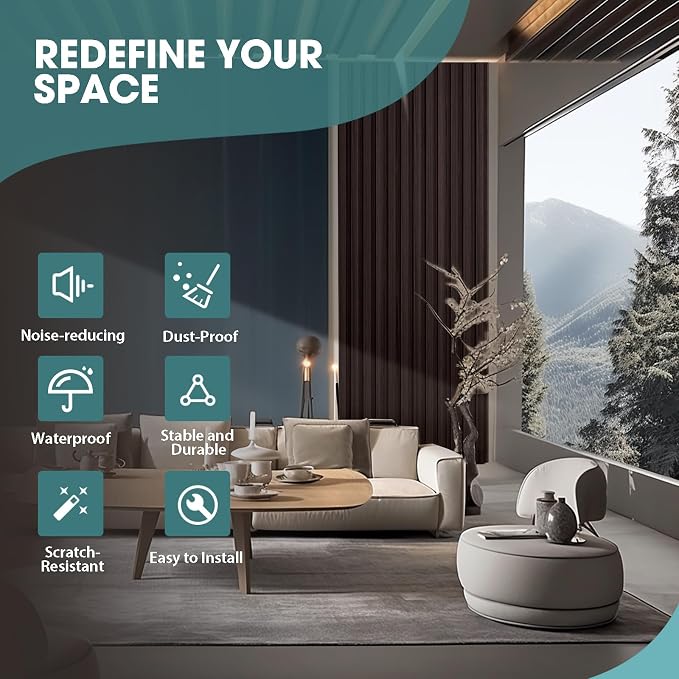 OUZUGIE WPC Acoustic Slat Wall Paneling, Living Room, TV Background, Study Room - Image 6