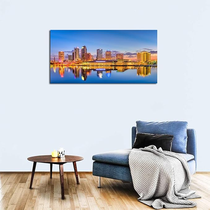 AIYISU Florida Wall Art Tampa Downtown Skyline Canvas Picture USA City - Image 5