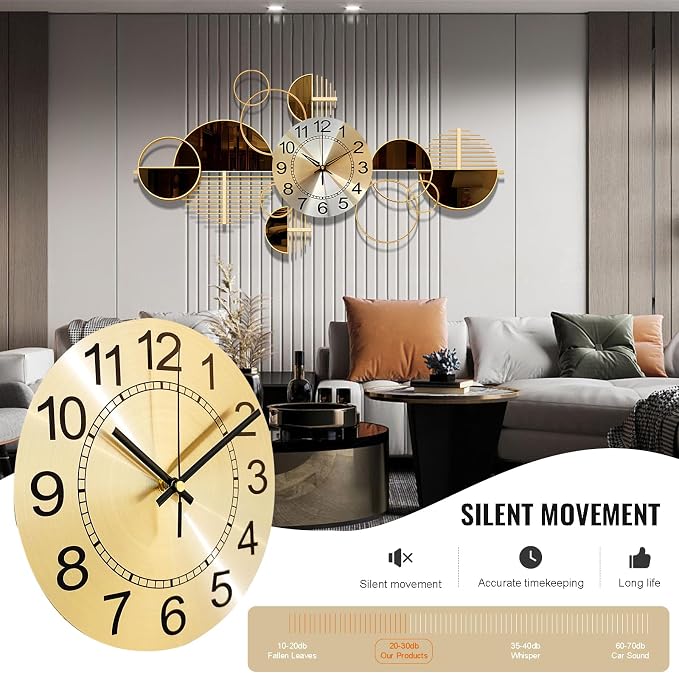 Metal Wall Clock Decorative 3D Metal Wall Art Clock - Image 5
