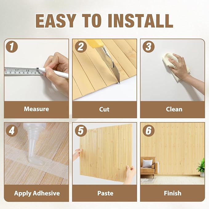 Natural Bamboo Wall Panel for Interior Wall Decor, Pole Wrap Wainscoting - Image 4