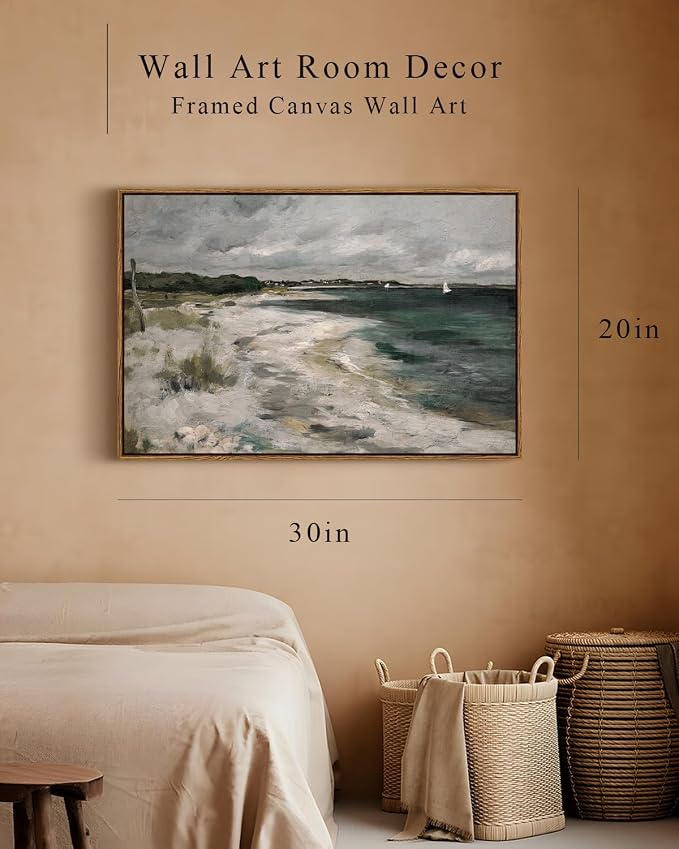 InSimSea Framed Canvas Wall Art Vintage Decor, Large Coastal Wall Art, Seaside - Image 4