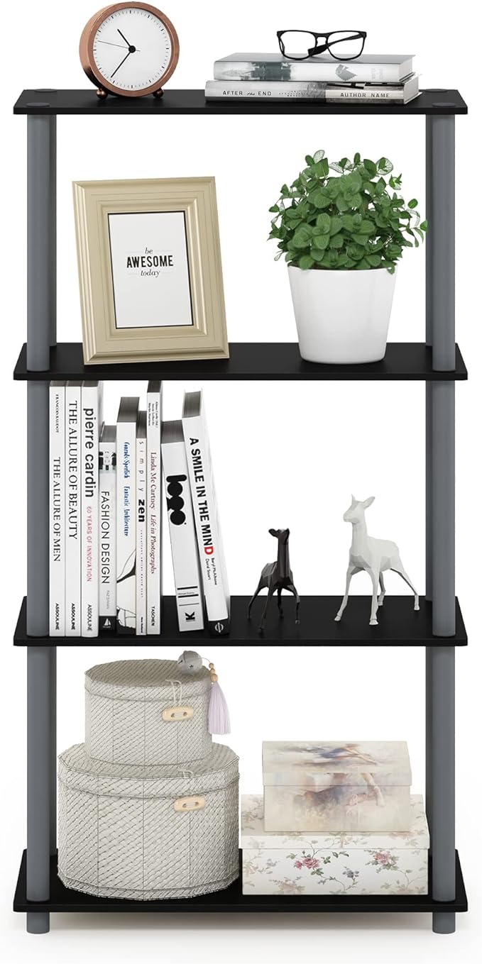 Furinno TURN-N-TUBE Storage Shelves, 4-Tier Toolless Book Shelf, Corner Shelf - Image 6