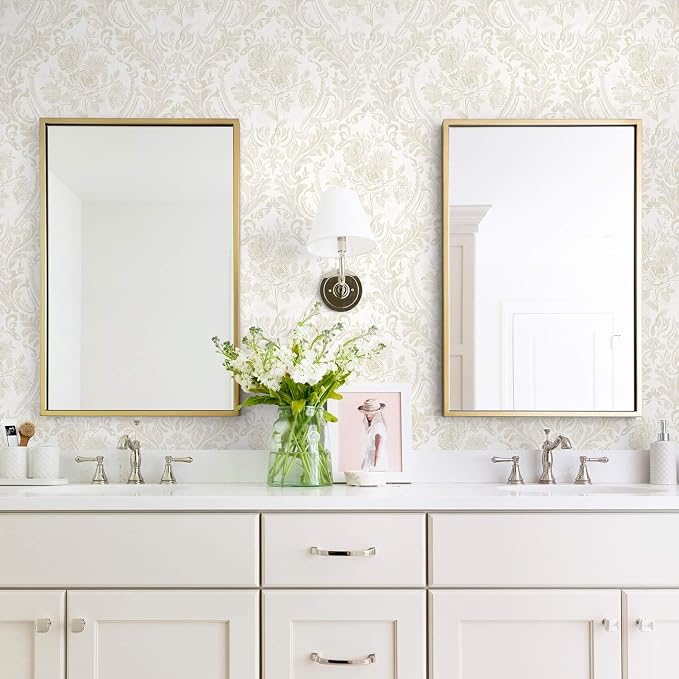 Ismoon Floral Peel and Stick Wallpaper Vintage Beige Contact Paper Boho - Image 4