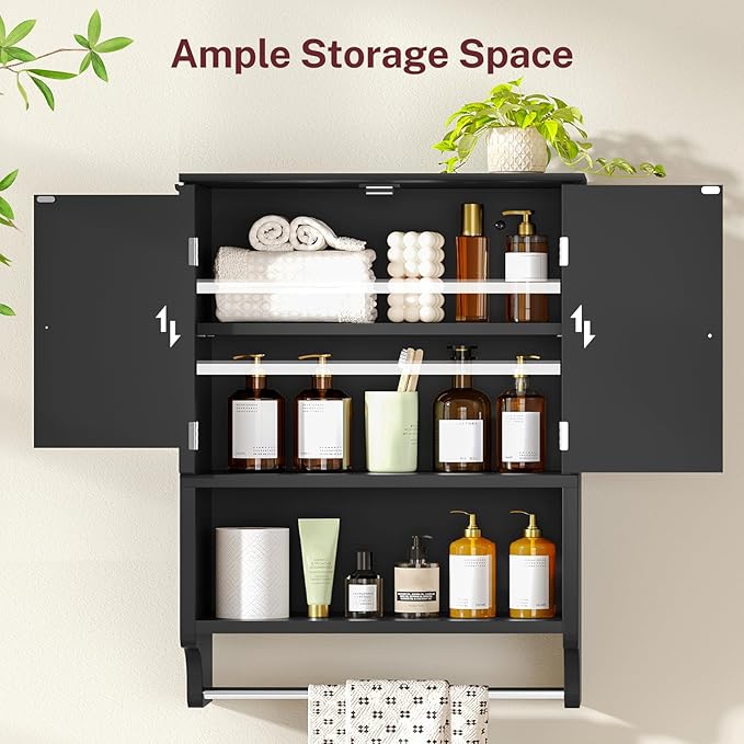TEENFON Medicine Cabinet with Adjustable Shelves and Towel Rack, Bathroom Wall - Image 6