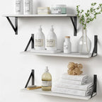 White Floating Shelves 24 inches Long Set of 3, 24 x 8 Inch Bathroom Wall by Forbena