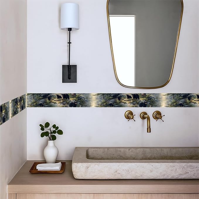 Black Bear Wallpaper Border 196x4 Inch Peel and Stick Wall Border Self Adhesive - Image 3