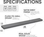Homeforia Gray Floating Shelf 48 inch, High End Solid Real Wood 48inch Floating - Image 3