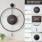 Pytha Sight Large Modern Wall Clock, 30.7× 20 Inch Big Metal Minimalist Arabic - Image 2
