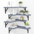 ROMGUAR CRAFT Corner Floating Shelves Wall Mounted Set of 4, Rustic Wood by ROMGUAR+CRAFT