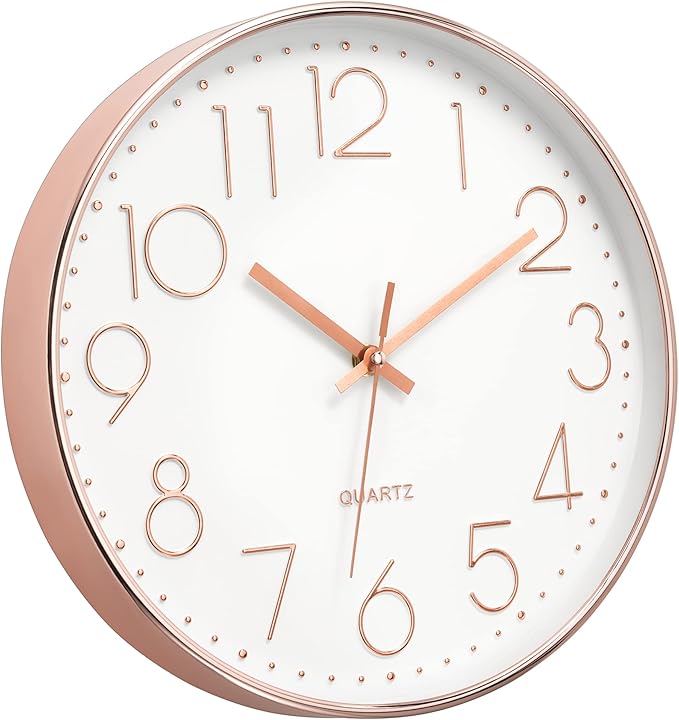 Foxtop Modern Wall Clock 12 Inch Non-Ticking Silent Battery Operated Round by Foxtop