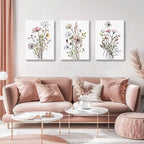 Bwodke Framed Wildflower Canvas Wall Art Pink Watercolor Botanical Floral - Image 2
