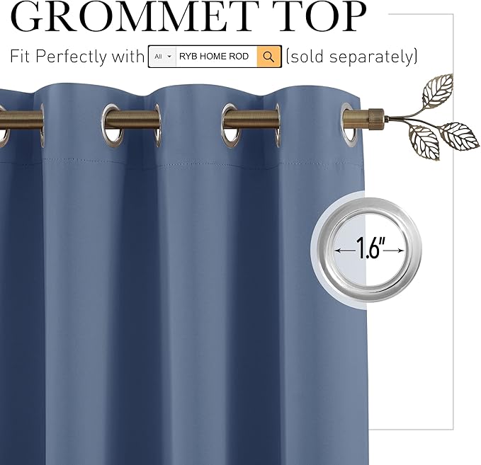 RYB HOME Privacy Room Divider Curtains Blackout Thermal Insulating Soundproof - Image 2