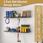 2 Pack Garage Wall Shelf, Garage Wall Mounted Shelving, Heavy Duty Floating - Image 2