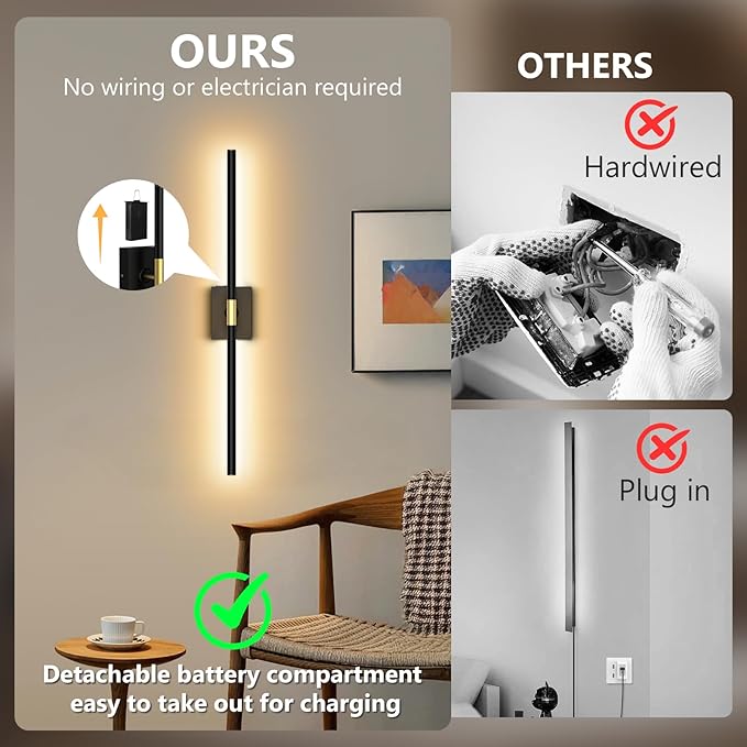 1 Pack Battery Operated Wall Sconce - 10000mAh Wireless Sconce Rechargeable - Image 6