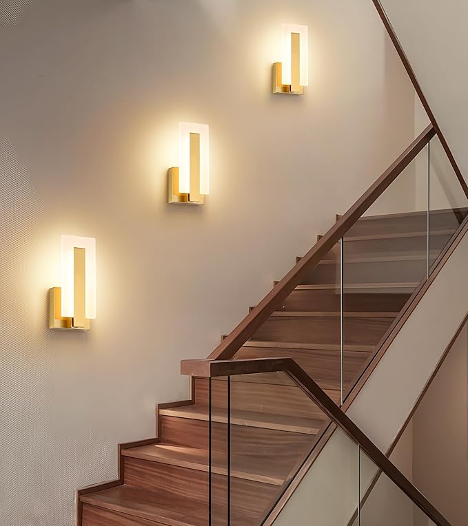 Joosenhouse Modern LED Wall Sconce Set of 2, Brass Warm White Light Wall Sconce - Image 6