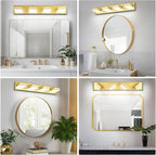 Modern LED Bathroom Lights Fixtures 4-Light, Metal Gold Acrylic Wall Lighting - Image 7
