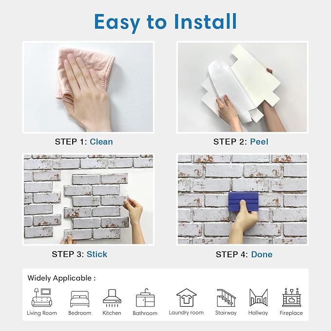 COMSTICKC 3D Faux Brick Wall Panels Peel and Stick, Small Size Self Adhesive - Image 7