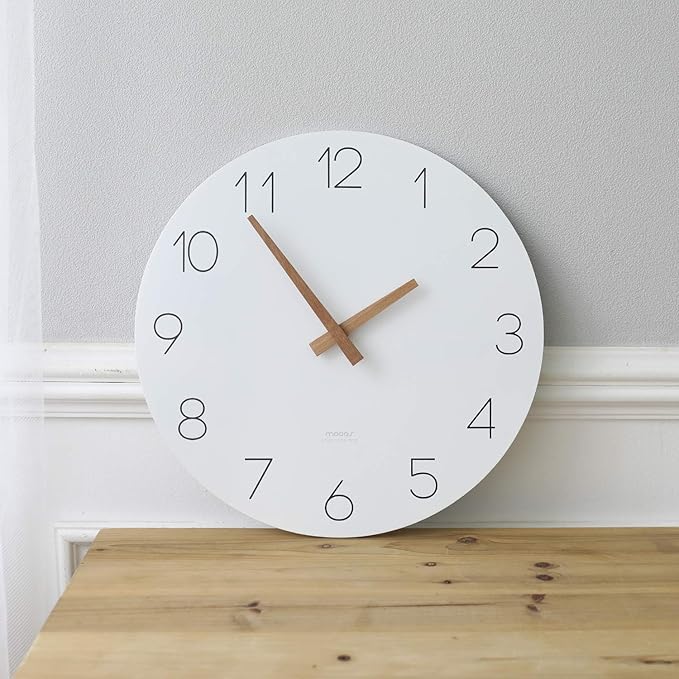 mooas Flatwood Wall Clock, Analog Wall Clock, Silent Non-Ticking 12 inch Modern - Image 7