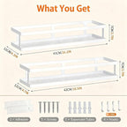PUSDON 2-Pack 16.5" Extra Long Slim Shower Caddy, Adhesive Wall Mount Bathroom - Image 3