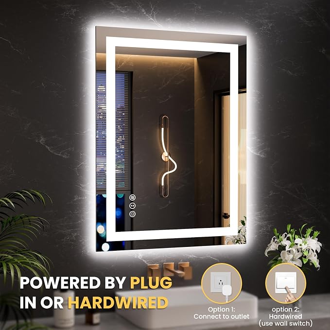 LOAAO 20"x28" LED Mirror for Bathroom, Lighted Bathroom Mirror - Image 7