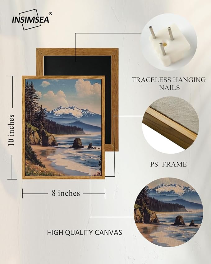 InSimSea Framed Canvas Wall Art, Vintage National Park Art - Image 4