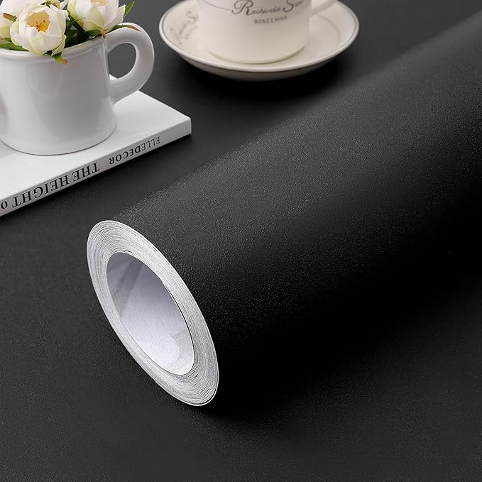 practicalWs 35.4 in x118 in Black Wallpaper Peel and Stick Wallpaper Shelf by practicalWs