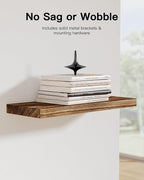 AMADA HOMEFURNISHING Floating Shelves, Paulownia Wood Wall Shelves - Image 4