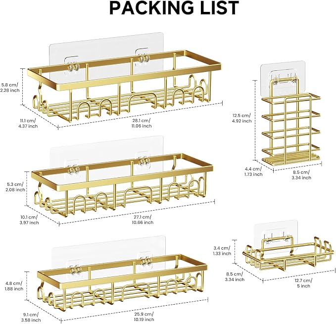 Shower Caddy, 5 Pack Shower Shelves - Image 2