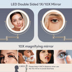 Rocollos Rechargeable Wall Mounted Lighted Makeup Mirror, 8 Inch Double-Sided - Image 4