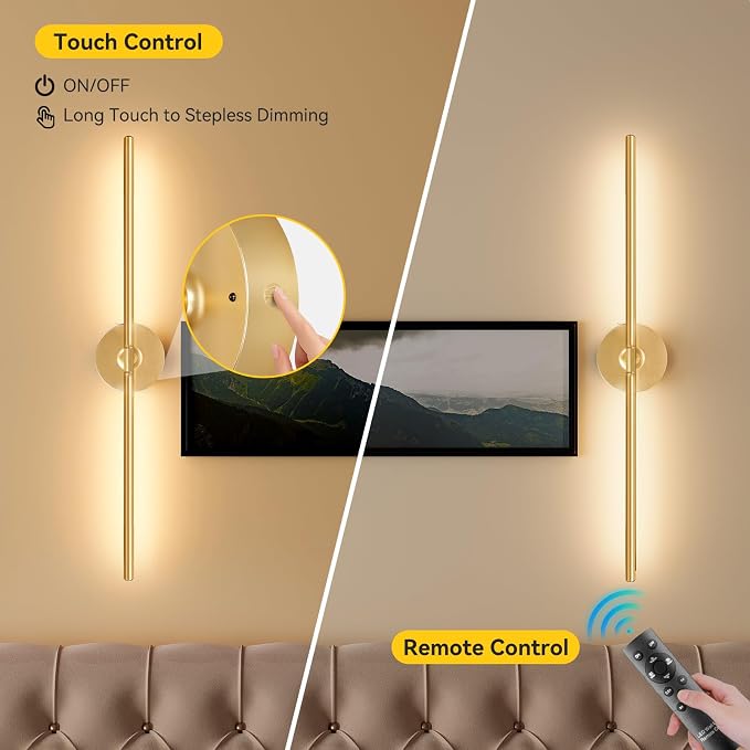 Ouyulong Battery Operated Wall Sconces Set of 2, 8000mAh Wireless Rechargeable - Image 6