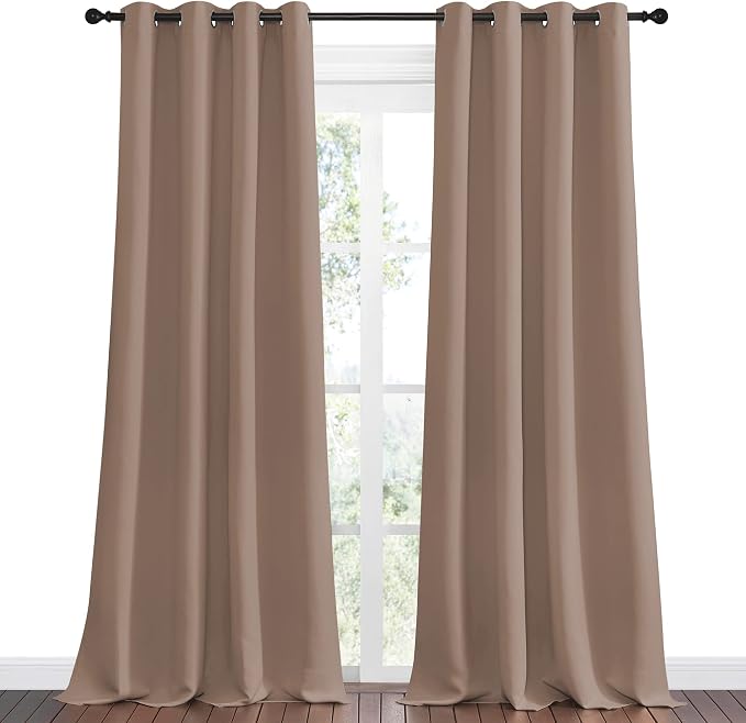 NICETOWN Bedroom Blackout Curtains and Drapes, 55 by 108 Inch, Cappuccino - Image 2