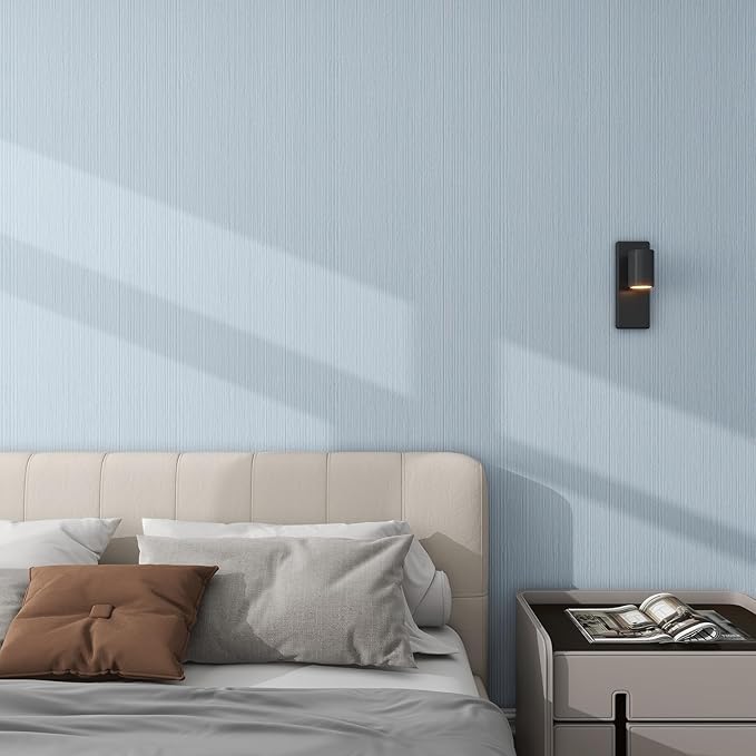 Grasscloth Textured Wallpaper Light Blue Linen Thick 24" X 394" Fabric Contact - Image 3