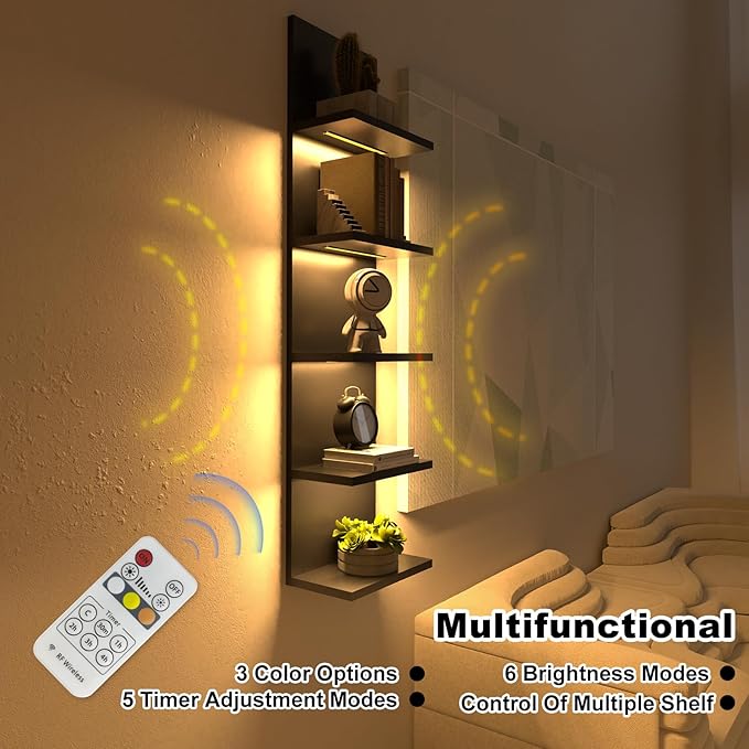 Homaterial 5 Tier Wall Shelf Unit, Wall Mount, Floating Column Home Decor - Image 3