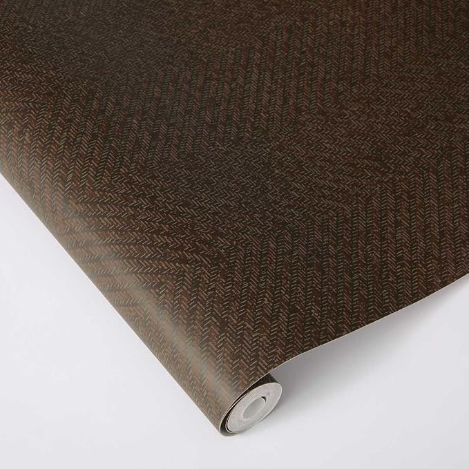 Tempaper x Jeremiah Brent Brown Textured Faux Grasscloth Parquet Removable Peel - Image 7