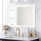 Tanmicoshomy 26 x 40 Inch Rectangle Bathroom Mirror, Natural Shell Framed - Image 4