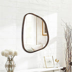 Asymmetrical Accent Mirror for Wall Irregular Oval Wood Frame Modern Unique - Image 2