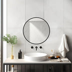 Sunniry 18 inch Round Mirror, Round Wall Mirror, Metal Frame Black Circle Mirror - Image 4