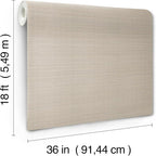 York Wallcoverings Natural Sisal Warm Grey Peel and Stick Grasscloth Wallpaper - Image 6