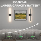 Wall Sconces Set of Two Battery Operated Wall Sconce, Wireless Wall Light USB - Image 3