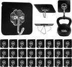 DDMY Adhesive Hooks for Hanging Heavy Duty 2026 Upgraded Black 24 Pack Sticky by DDMY