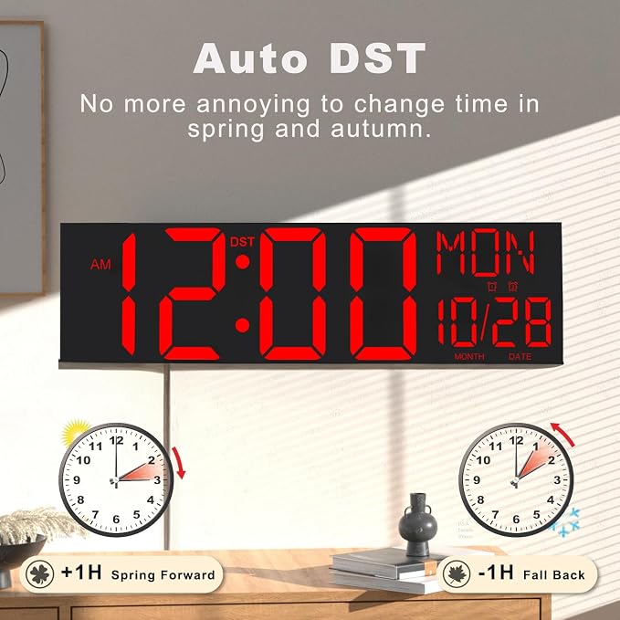 JALL 30" Large Digital Wall Mount Clock - Image 5