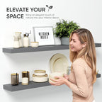 Homeforia Gray Floating Shelf 48 inch, High End Solid Real Wood 48inch Floating - Image 2