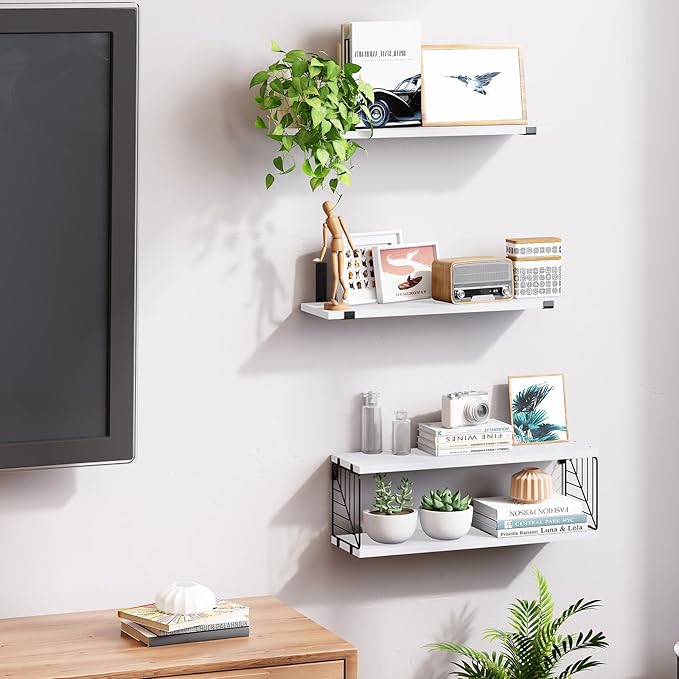 Fixwal 3+1 Tier Bathroom Floating Shelves Over Toilet, 15.8in Farmhouse Rustic - Image 6