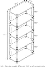 Furinno TURN-S-TUBE Storage Shelves, 5-Tier Book Shelf, Corner Shelf, Toolless - Image 3