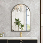 Arched Wall Mirror Bathroom Mirror Brushed Metal Vanity Wall Mounted Mirror - Image 3